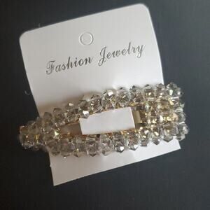Sparkly clear bead barrette clip